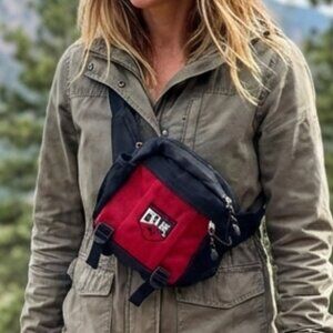 Retro G.H. Bass & Co. Red & Black Colorblock Belt Bag/Pouch (NWOT)